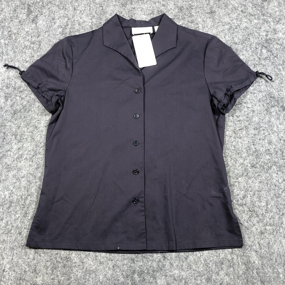 Dana Buchman Shirt Womens 4 Blue Short Sleeve Button Up Stretch Top Workwear